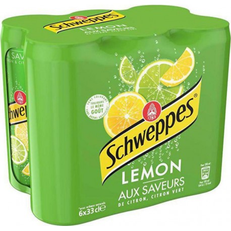 Schweppes Lemon Boisson gazeuse au citron 33 cl (pack de 6)