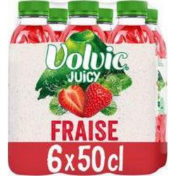 Juicy Volvic Eau aromatisée au jus de Fraise 50cl (pack de 6)
