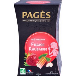 Pages Thé Noir Fraise Rhubarbe Bio 20 sachets (lot de 3)