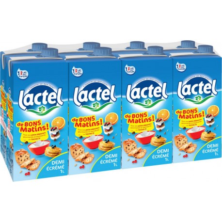 LACTEL Lait demi-écrémé 8x1L
