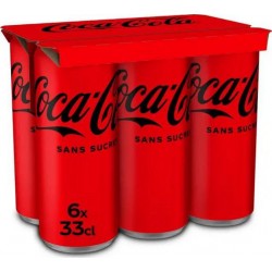COCA-COLA ZERO SUGAR sans sucre 6x33cl (pack de 6)