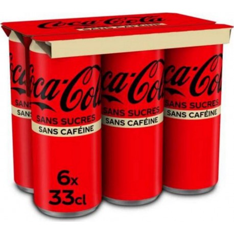 Coca-Cola sans sucre sans cafeine 6x33cl (lot de 2 packs de 6 soit 12 canettes)