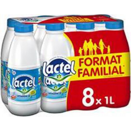Lait Lactel Vitamine D demi-écrémé 1L (pack de 8)