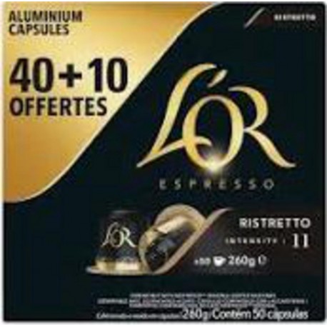 L'OR Café capsules ristretto intensité 11 compatibles Nespresso (x50 capsules)