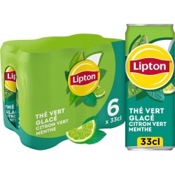 LIPTON Boisson Thé Vert Glacé Citron Vert et Menthe 6x33L