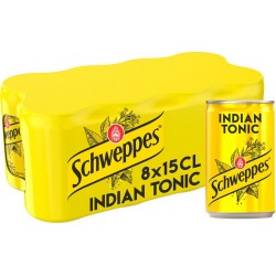 SCHWEWEPPES Soda Indian Tonic à l'Extrait d'Écorces de Quinquina SCHWEPPES 8x15cL (pack de 8)